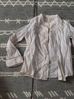 Nanos Linen White Button Up LS Shirt